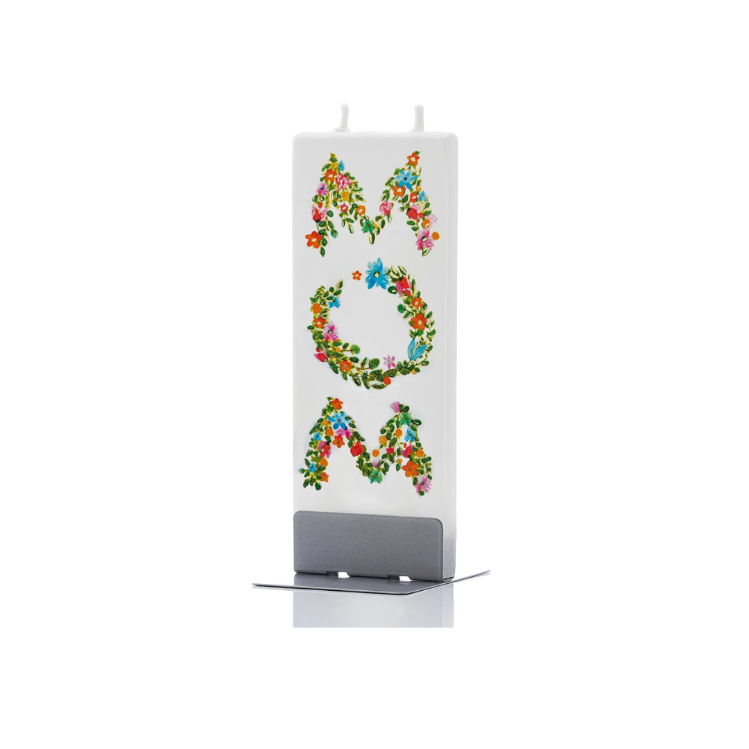 MOM FLORAL LETTER FLAT CANDLE