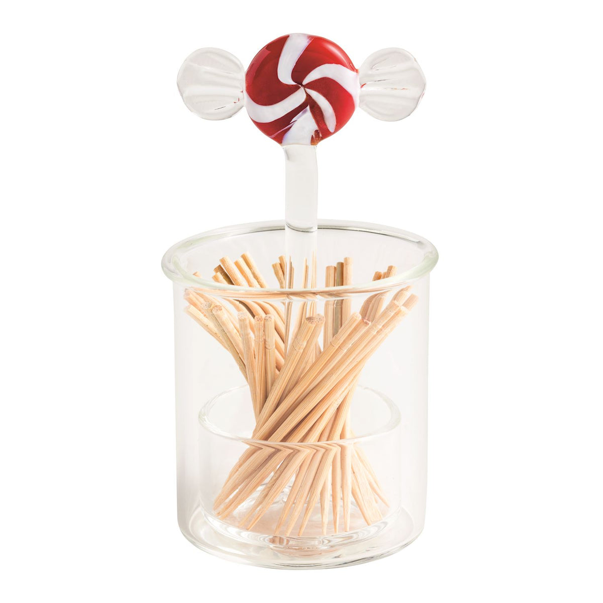 CHRISTMAS GLASS TOOTHPICK CADDY SET