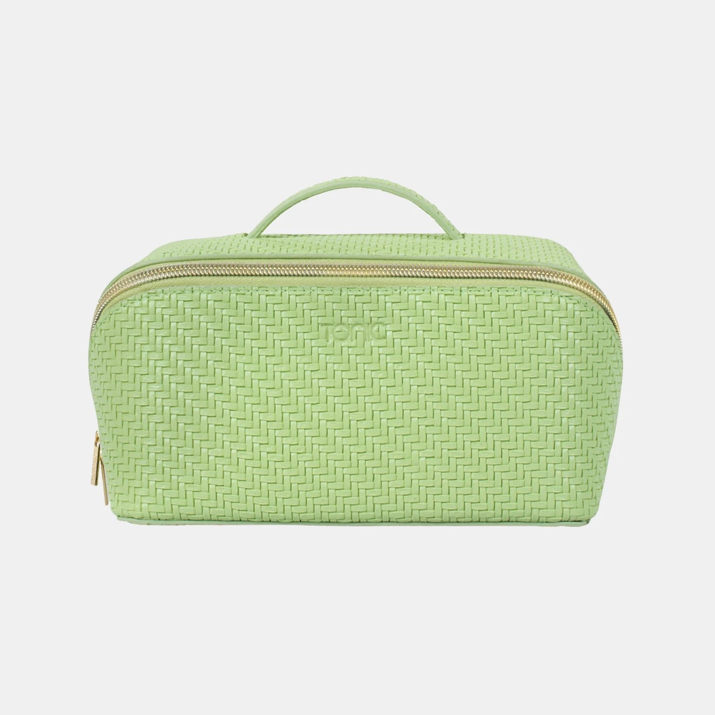 MEDIUM COSMETIC BEAUTY BAG HERRINGBONE PISTACHIO