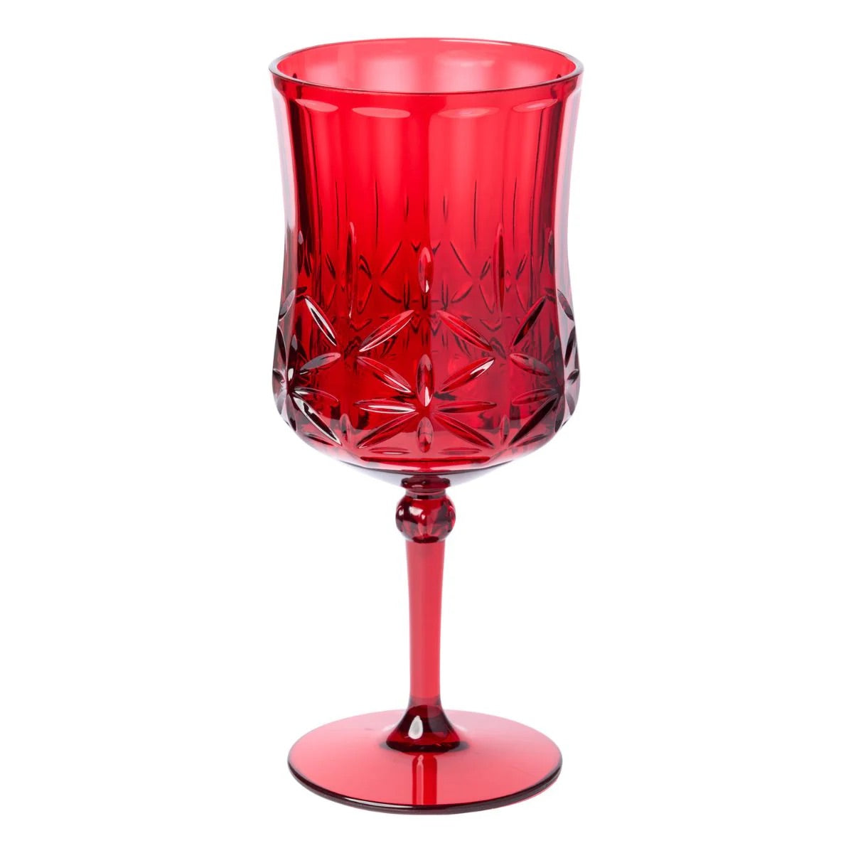 CHRISTMAS RED STEMMED WINE GLASS