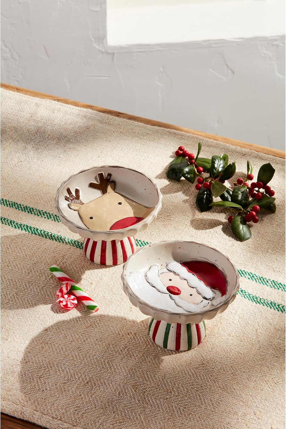 FARM SANTA CANDY PEDESTAL DISH