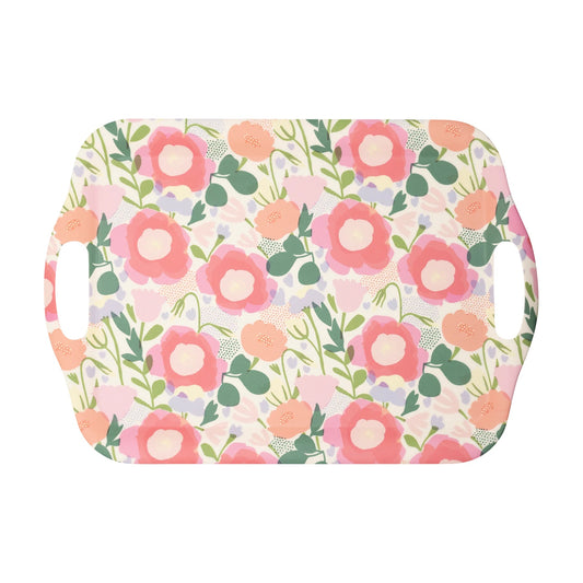 STYLISH REUSABLE BAMBOO TRAY WITH FLORAL DESIGN