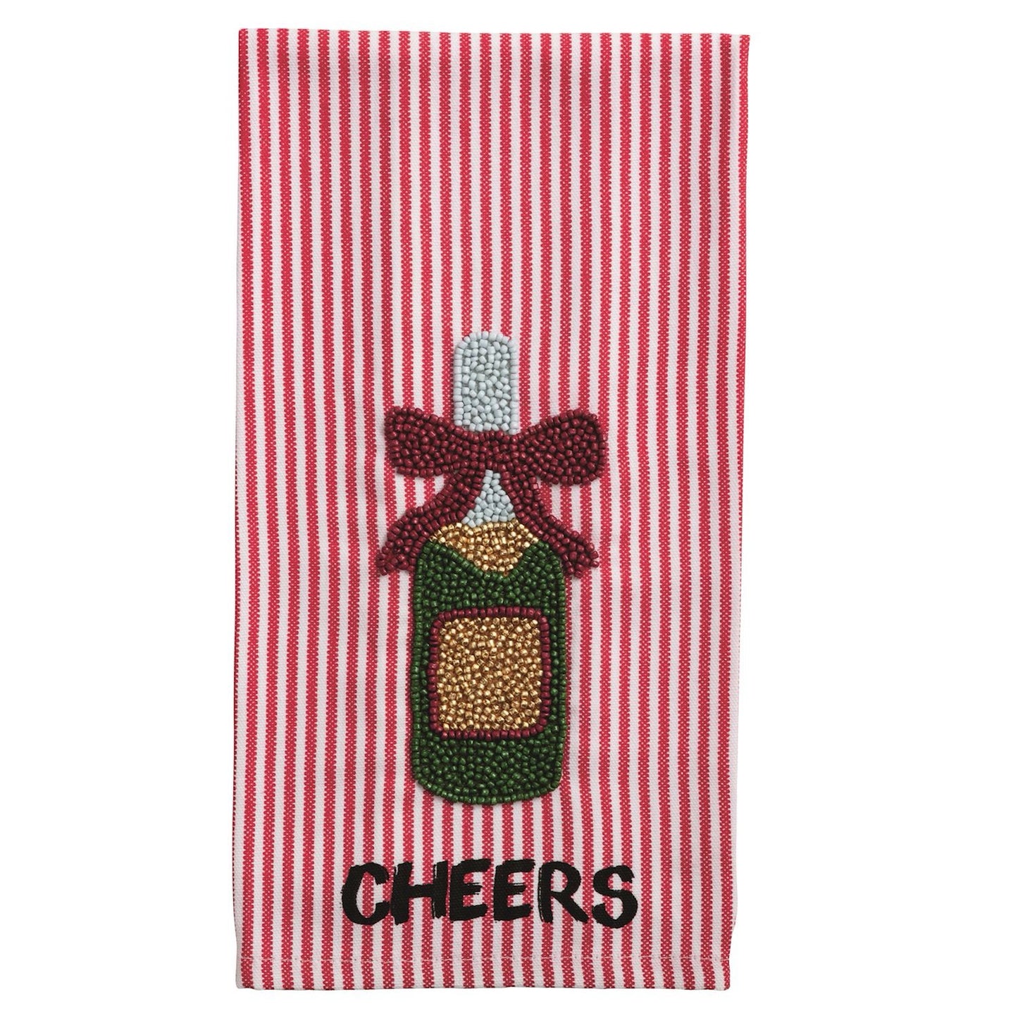 CHAMPAGNE BEADED XMAS TOWEL