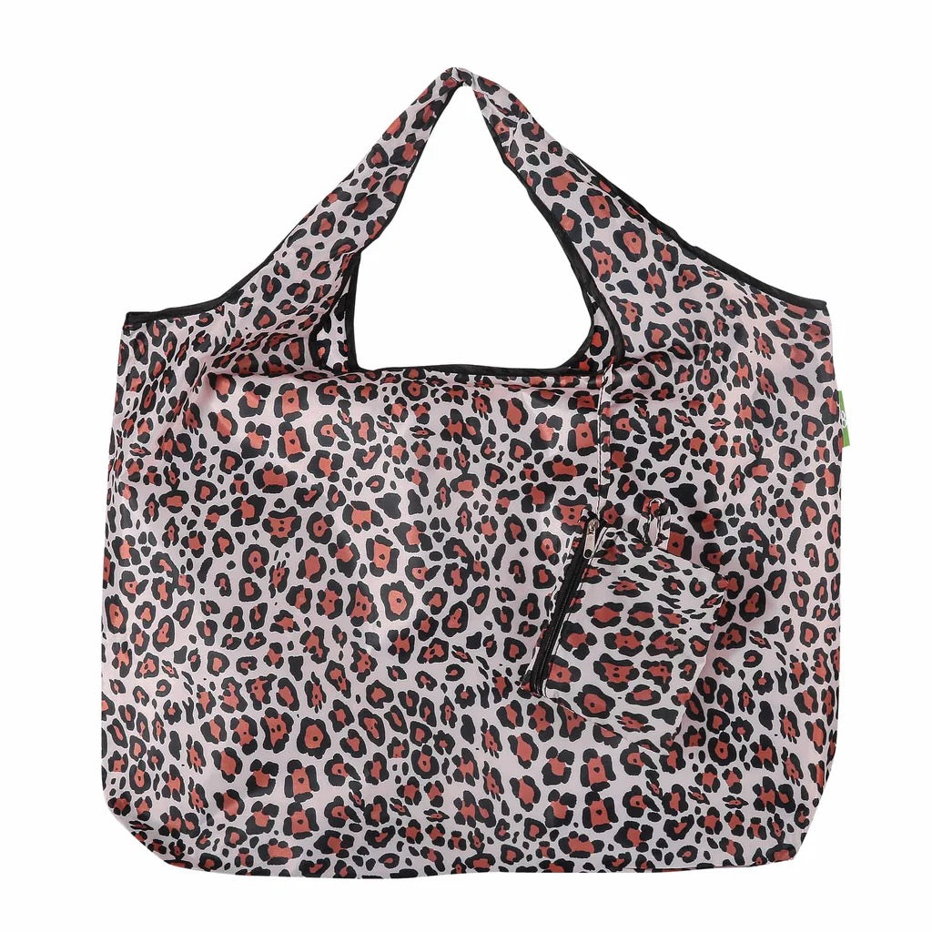 ECO CHIC FOLDABLE REUSABLE LARGE SHOPPING BAG LEOPARD