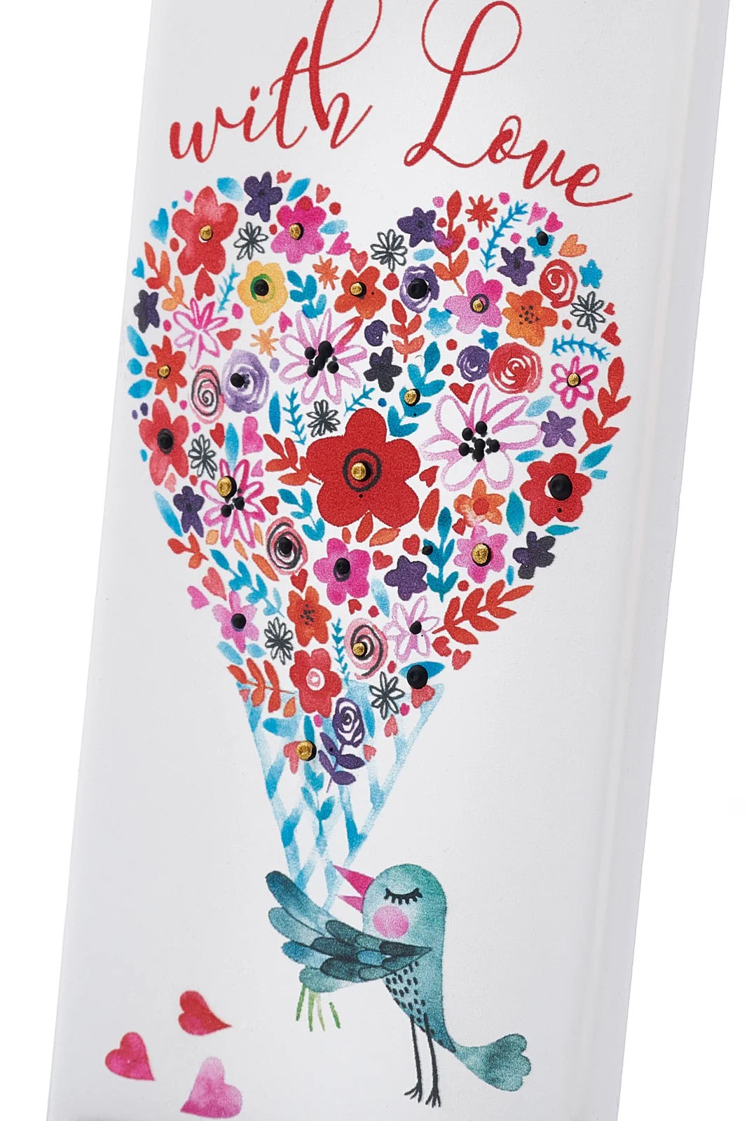 LOVE BIRD WITH FLORAL HEART FLAT CANDLE
