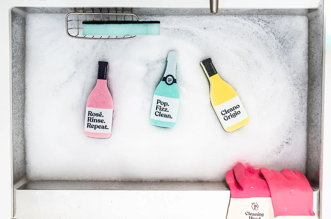 SCRUBBLY WINE BOTTLE KITCHEN SPONGES 8 DESIGNS