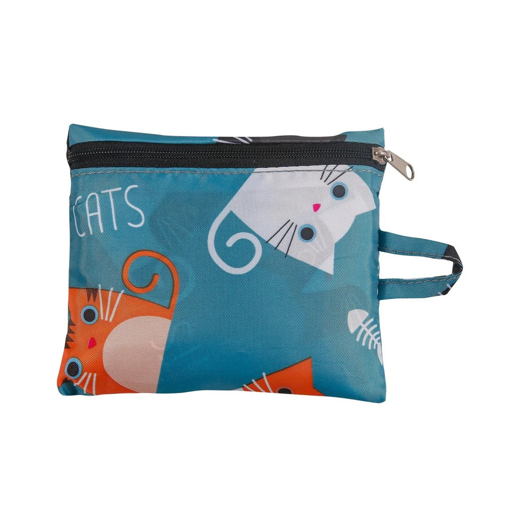 ECO CHIC FOLDABLE REUSABLE LARGE SHOPPING BAG CARTOON CAT