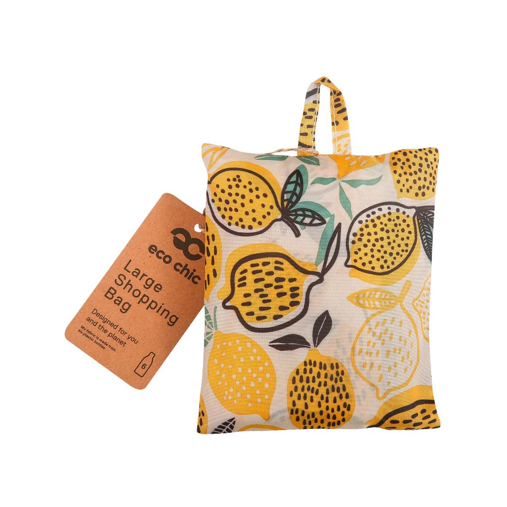ECO CHIC FOLDABLE REUSABLE LARGE SHOPPING BAG LEMON
