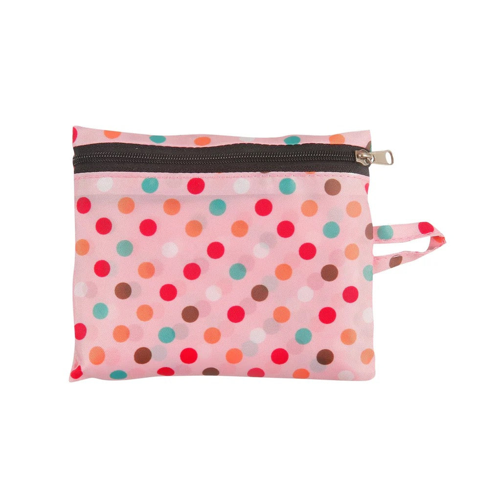 ECO CHIC FOLDABLE REUSABLE LARGE SHOPPING BAG POLKA DOTS