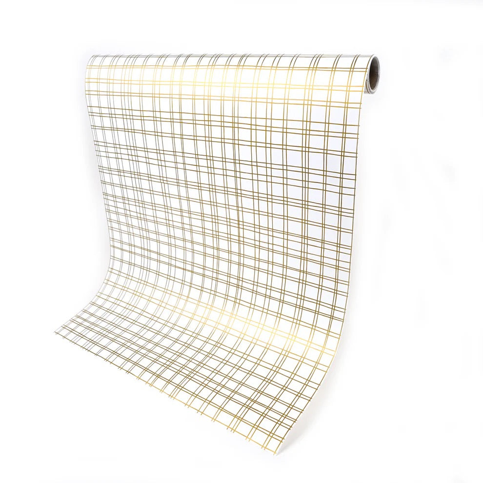 GOLD PLAID PAPER TABLE RUNNER