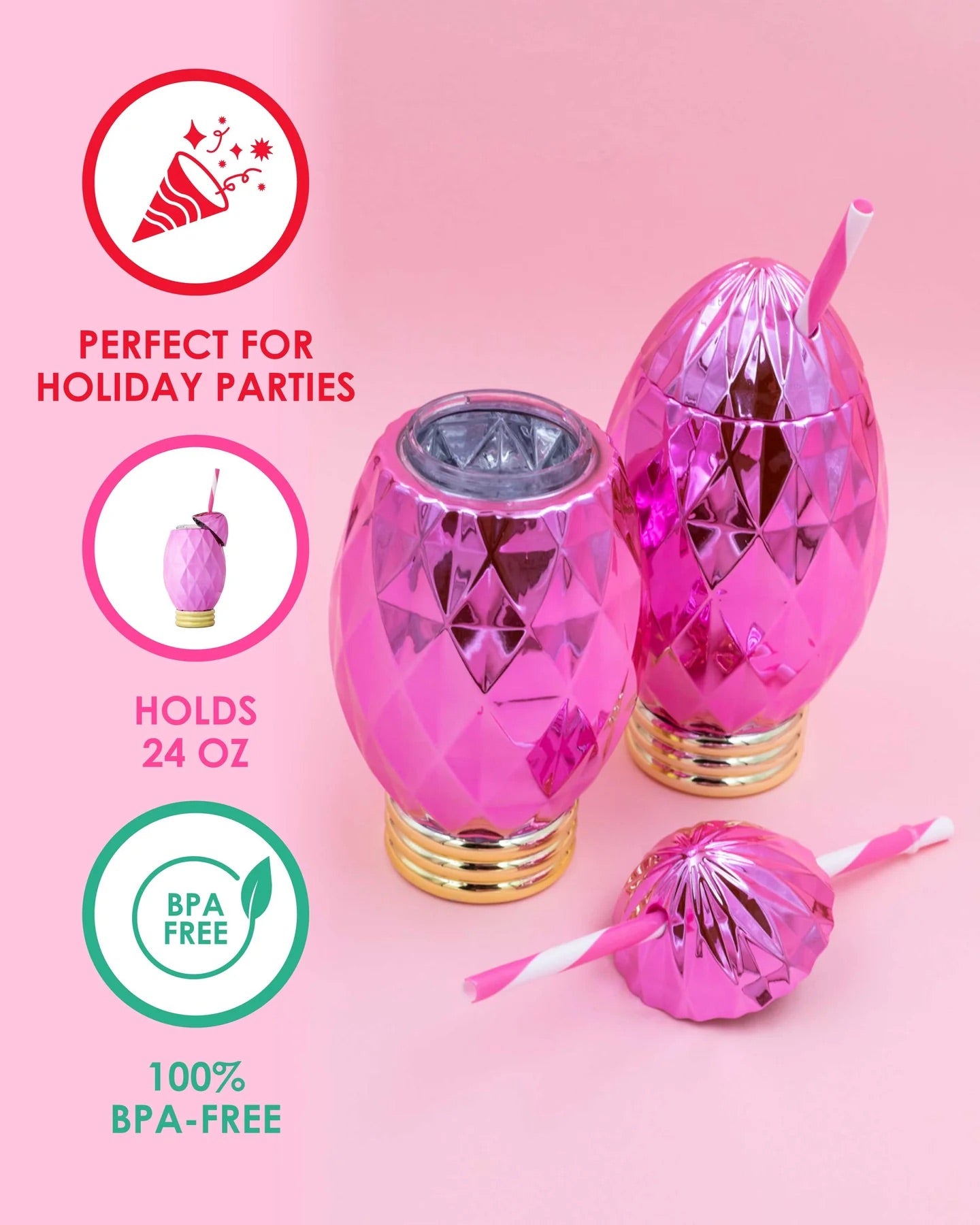 PINK VINTAGE HOLIDAY LIGHT CUP
