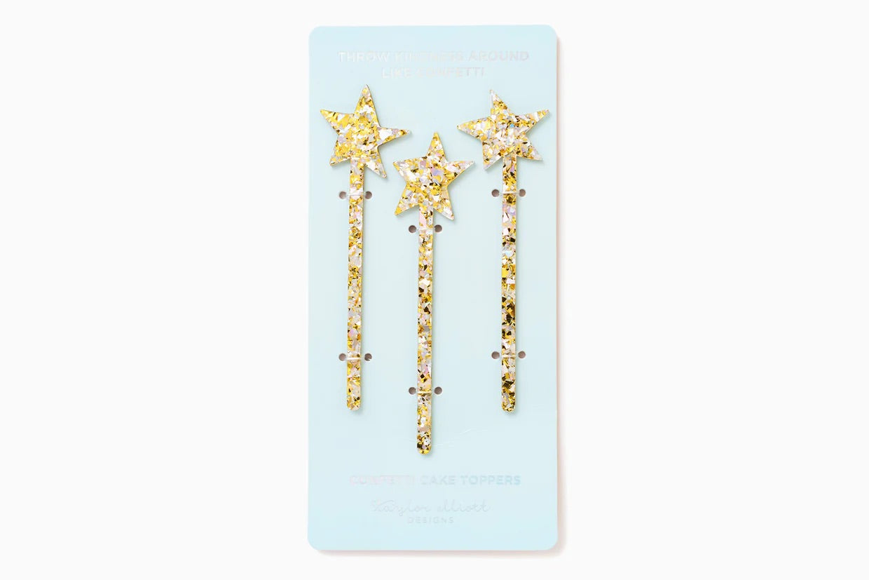 Set of 3 Stars Pearl Confetti Cake Topper