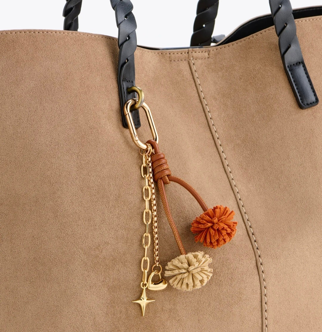 Pom Pom Bag Charm/Key Ring-Ivory