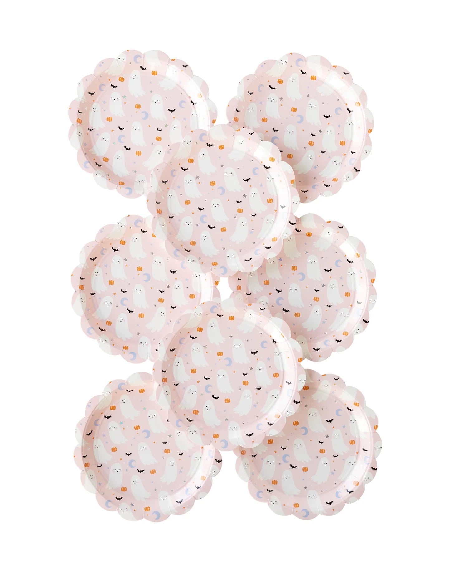 PINK PASTEL GHOST SCALLOPED DINNER PLATES