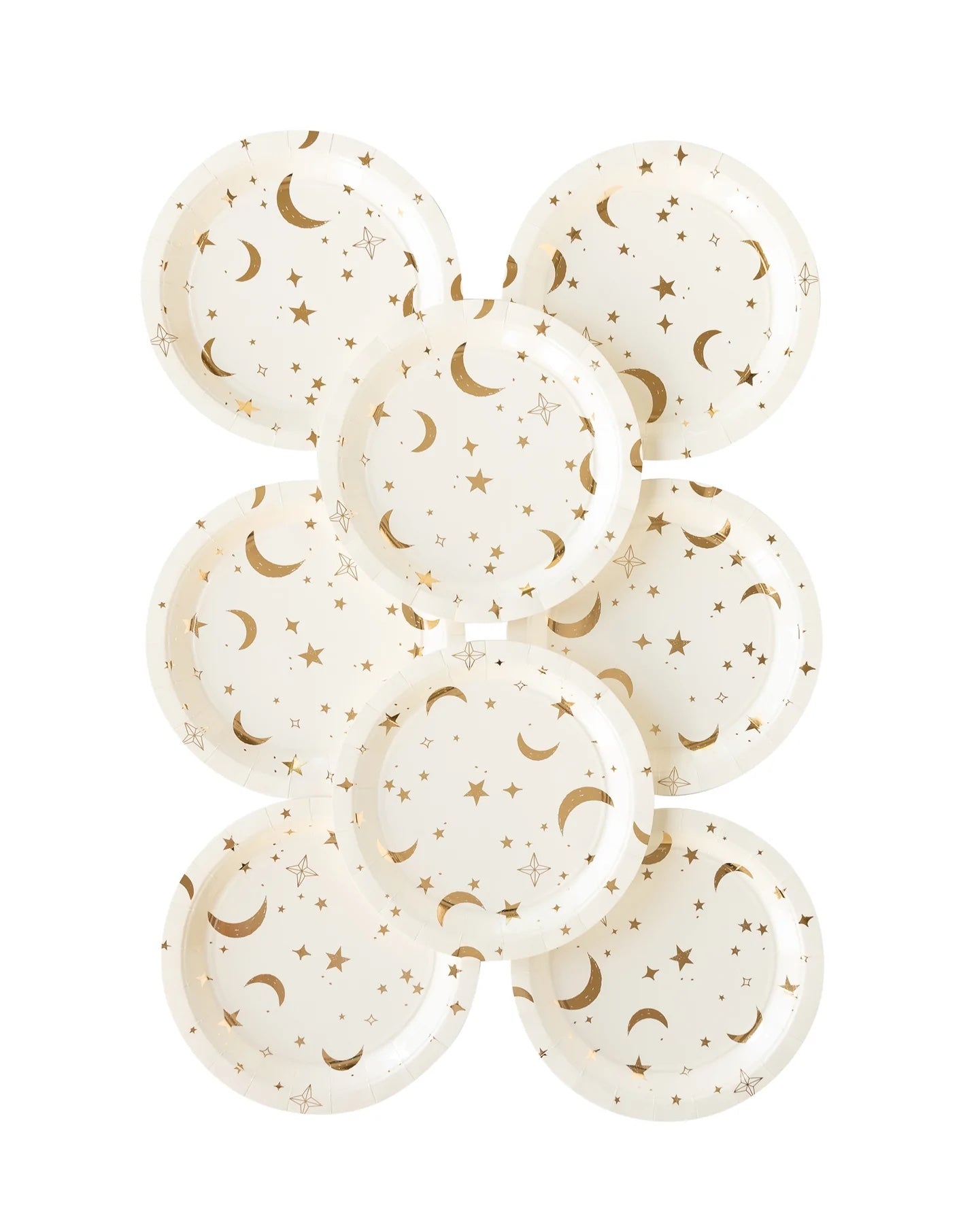 HALF MOON AND STARS GOLD CELESTIAL DINNER PLATES