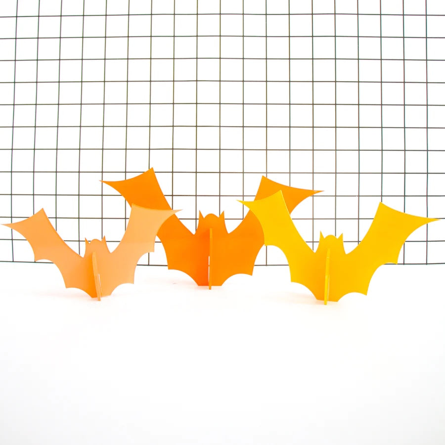 Halloween Orange Set Opaque Acrylic Bat Decorations
