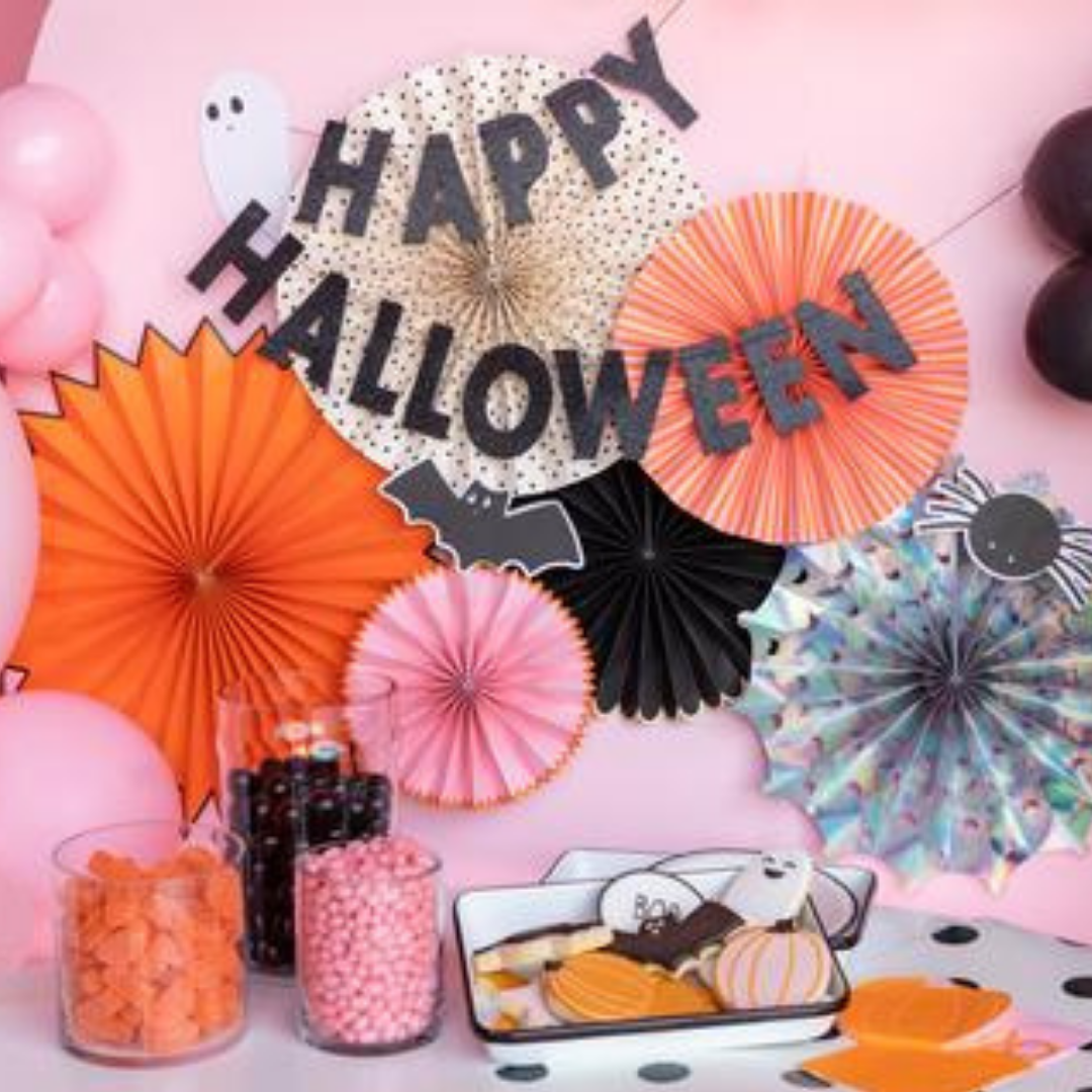 HAPPY HALLOWEEN BLACK GLITTER BANNER