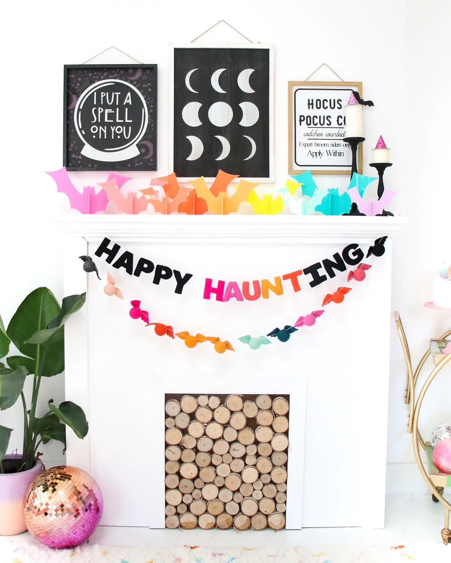 Halloween Orange Set Opaque Acrylic Bat Decorations