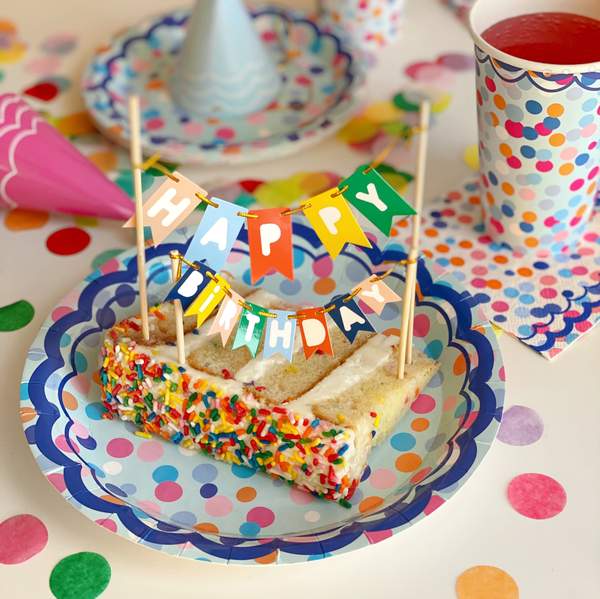 HAPPY BIRTHDAY CAKE PENNANT TOPPER