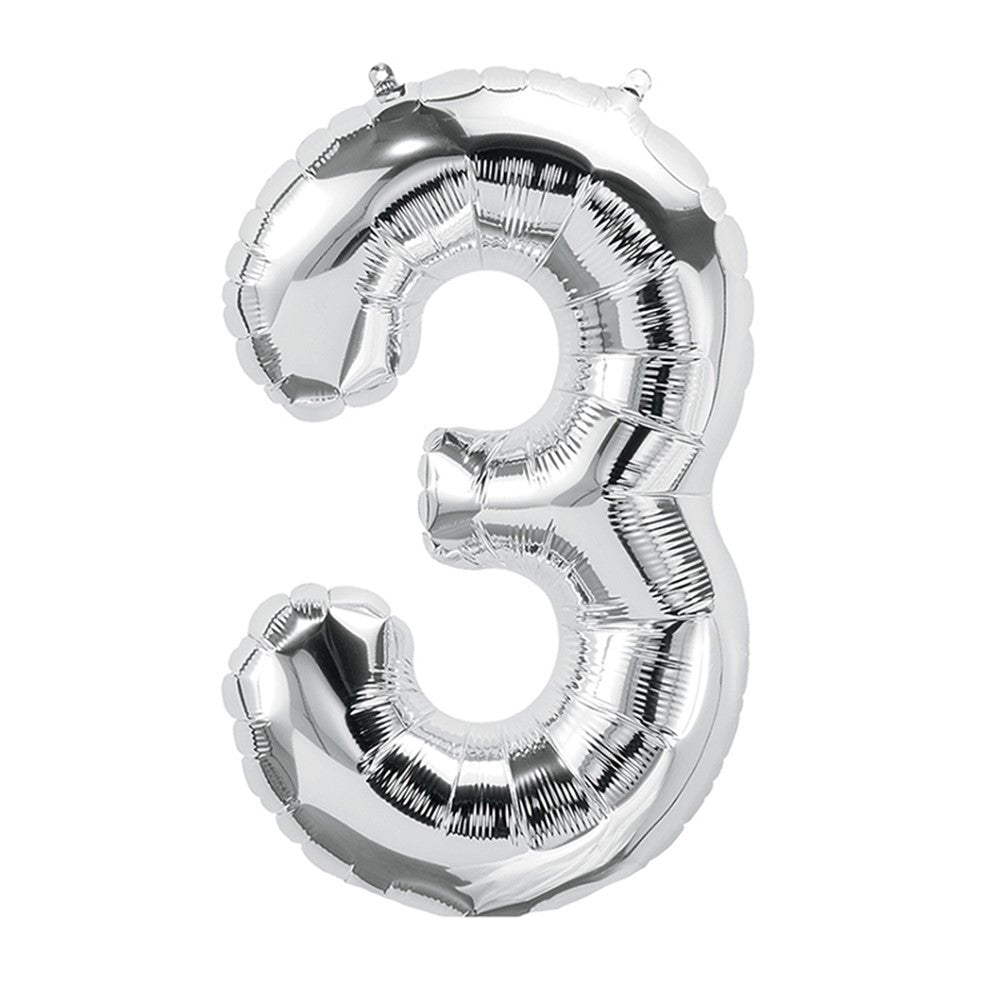 Silver Numbers Foil Balloons
