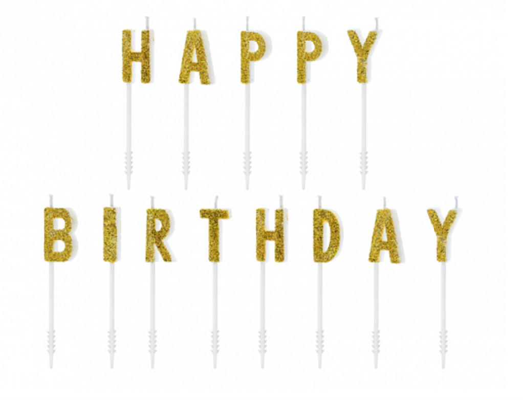 Gold Happy Birthday Candles