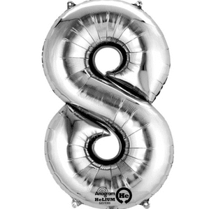 Silver Numbers Foil Balloons