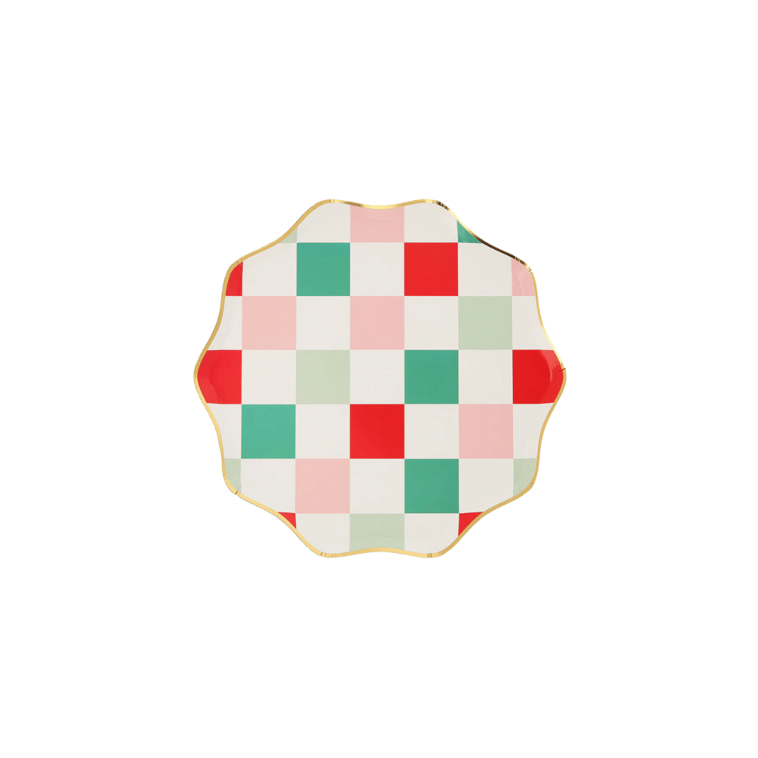 CHRISTMAS MULTI CHECK DESSERT PLATES