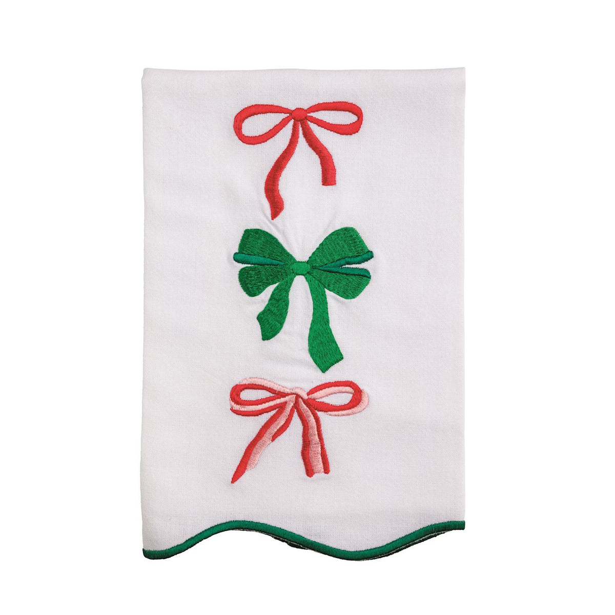 TRIPLE BOW SCALLOP EMBROIDERED TOWEL