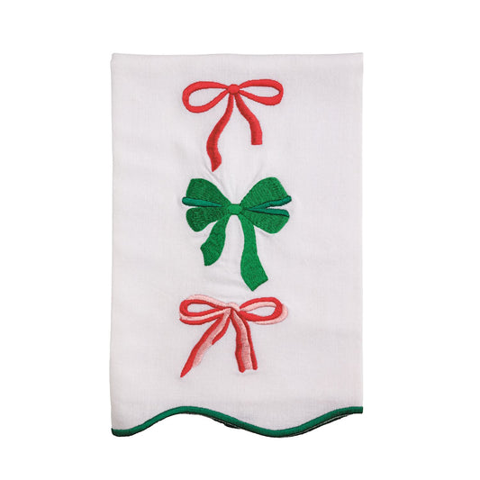 TRIPLE BOW SCALLOP EMBROIDERED TOWEL