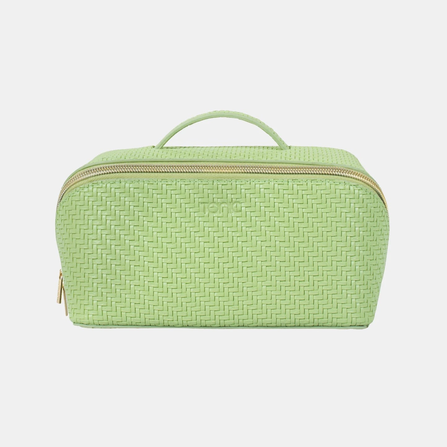 MEDIUM COSMETIC BEAUTY BAG  HERRINGBONE PISTACHIO