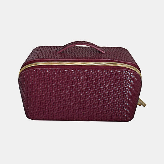 COSMETIC BAG HERRINGBONE PLUM