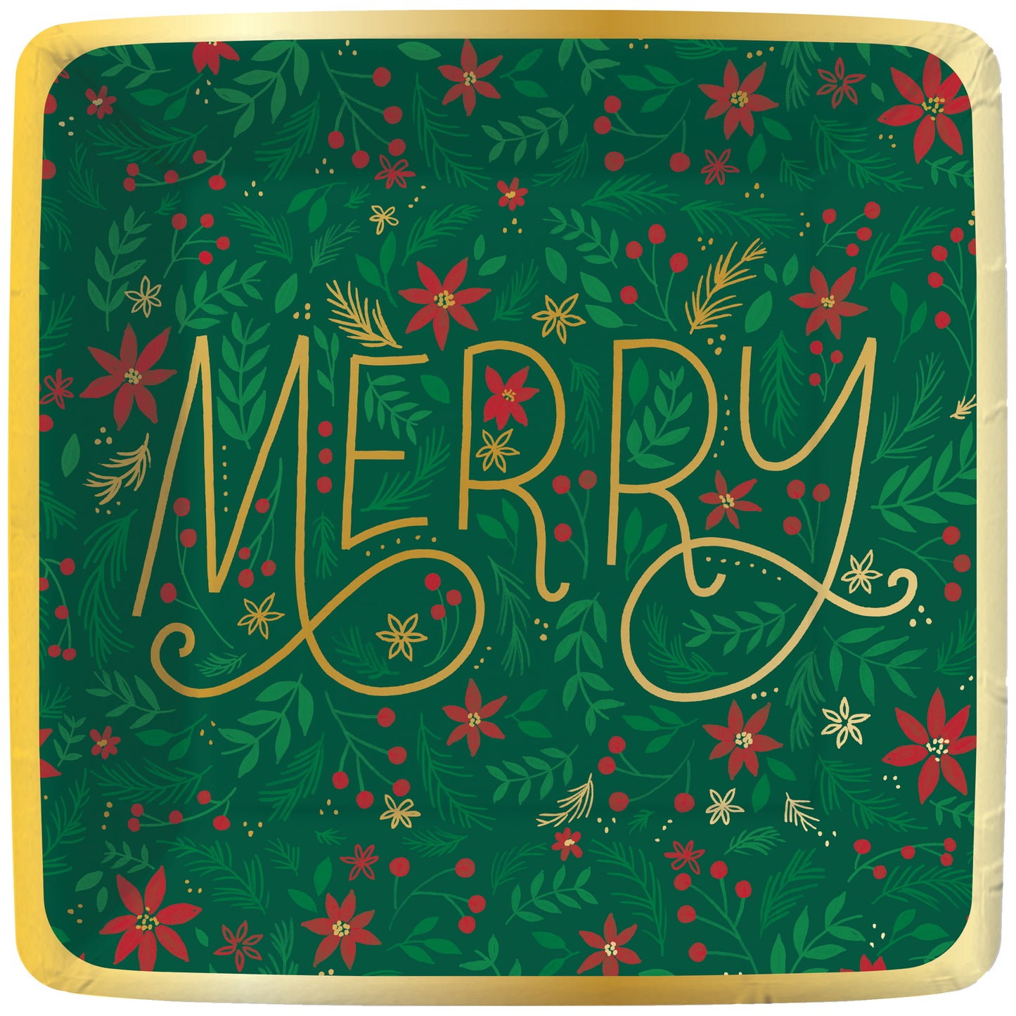 Merry Green Red Floral Dessert Plates