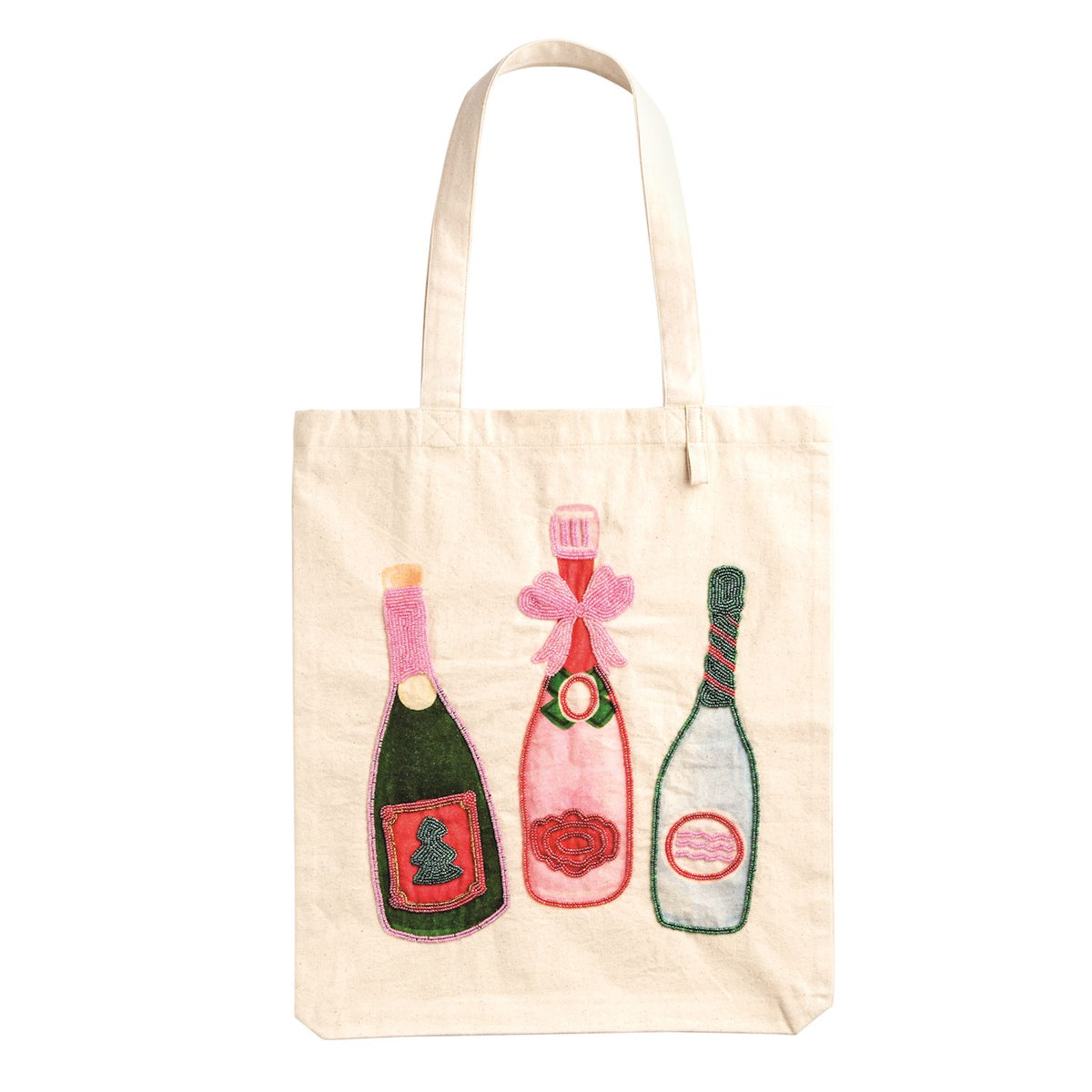 HOLIDAY WINE BEADED TOTE