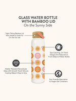 SUNNY DAYS: GLASS WATER BOTTLE WITH BAMBOO LID