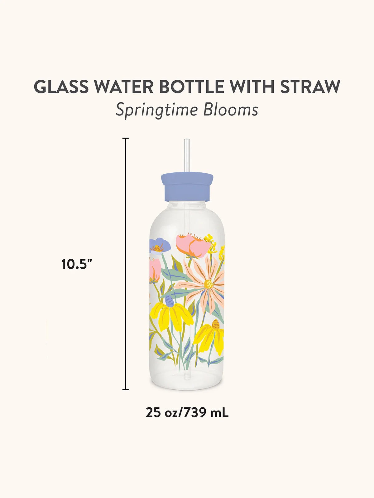 BLOSSOMING SPRING: GLASS WATER BOTTLE WITH STRAW