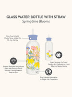 BLOSSOMING SPRING: GLASS WATER BOTTLE WITH STRAW