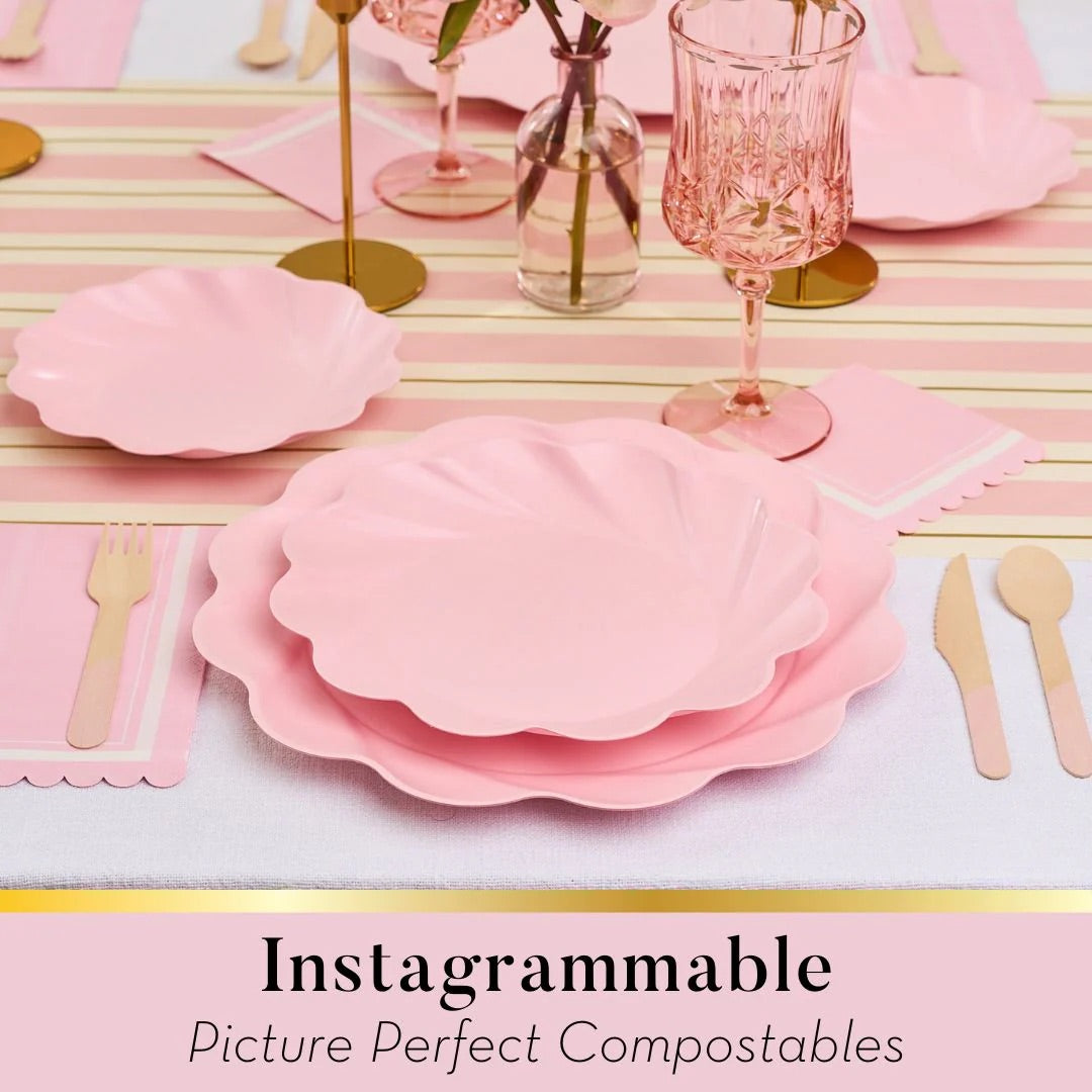 PINK ECO-FRIENDLY COMPOSTABLE DINNER PLATES
