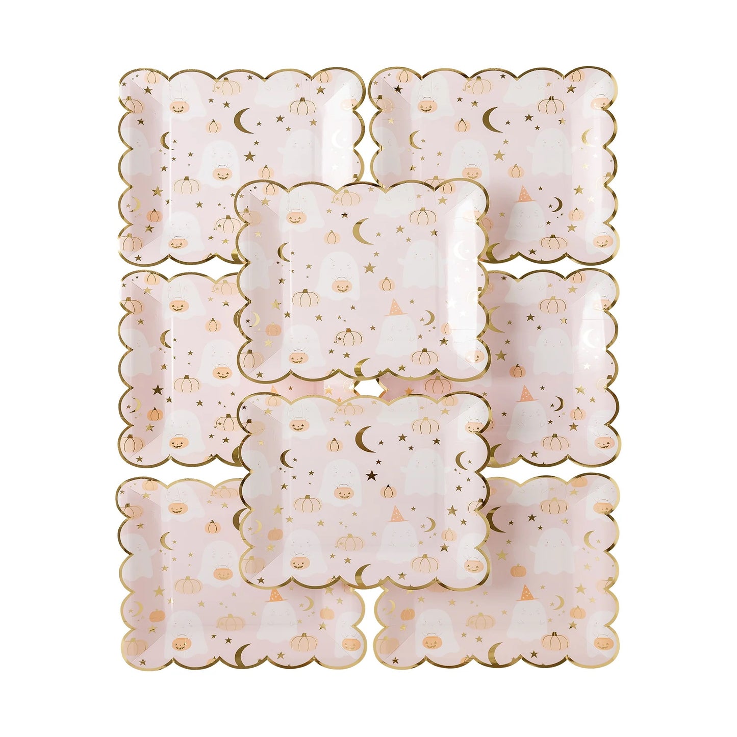 PASTEL PINK GHOST AND PUMPKIN SCATTER DINNER PLATE