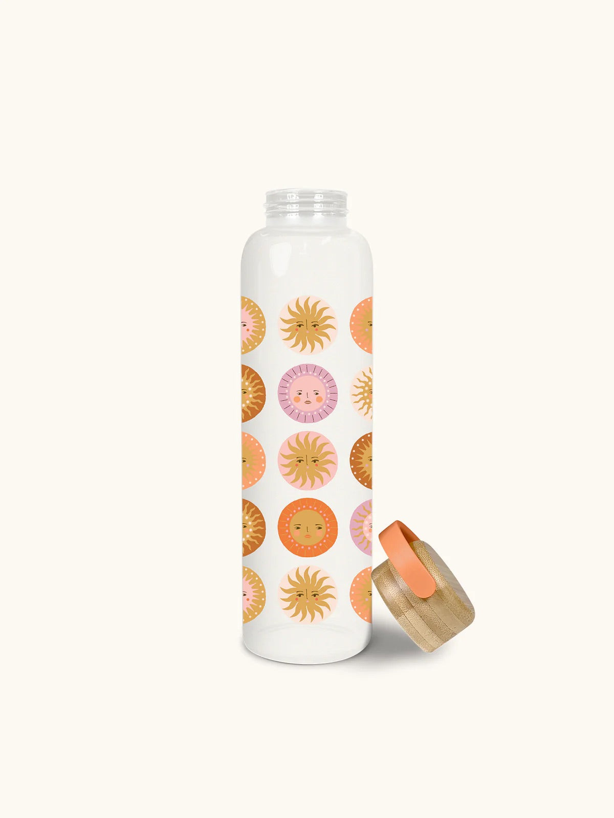 SUNNY DAYS: GLASS WATER BOTTLE WITH BAMBOO LID