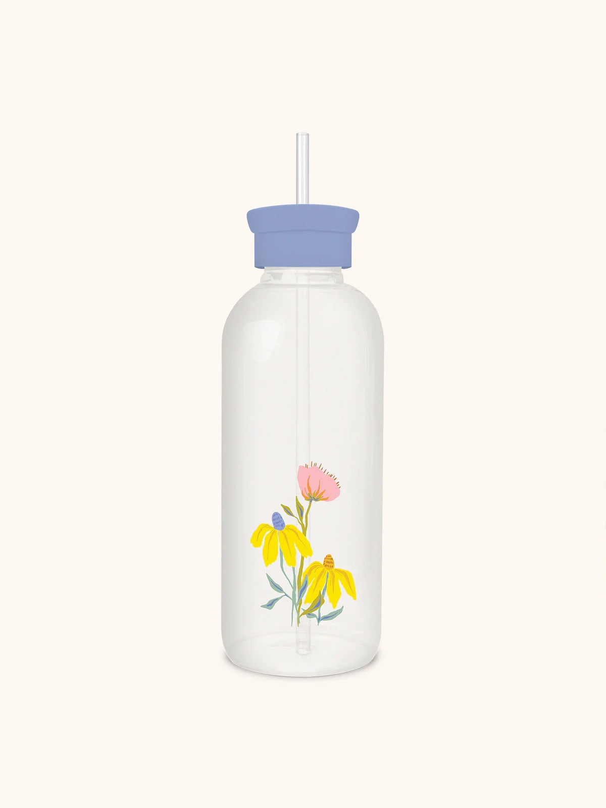 BLOSSOMING SPRING: GLASS WATER BOTTLE WITH STRAW