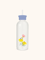 BLOSSOMING SPRING: GLASS WATER BOTTLE WITH STRAW