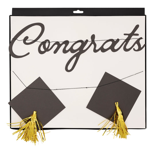 CONGRATS GRAD CAP BANNER SET