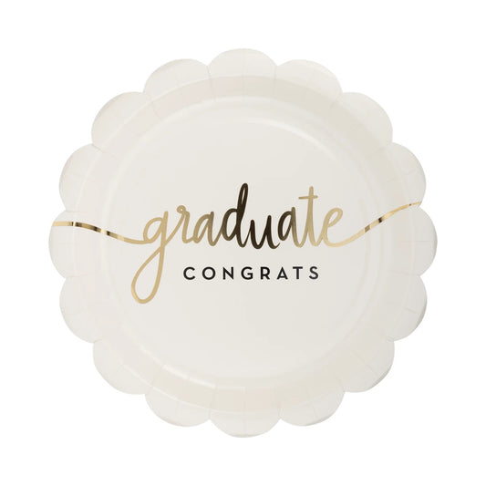 CONGRATS GRAD ROUND DESSERT PLATES