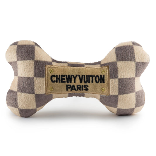 CHECKER CHEWY VUITON BONE DOG TOY