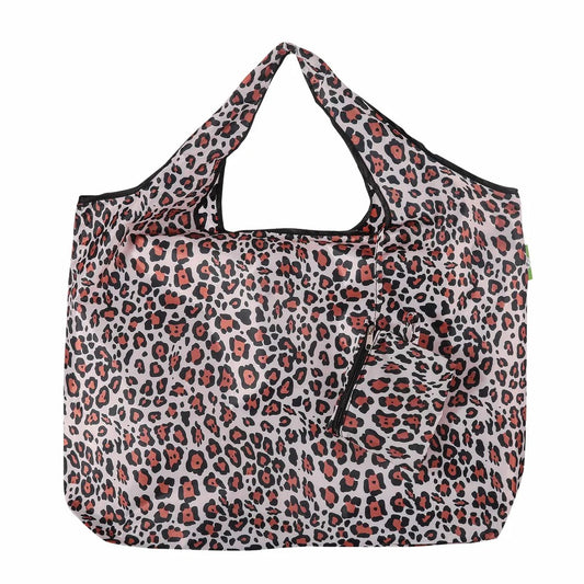 ECO CHIC FOLDABLE REUSABLE LARGE SHOPPING BAG LEOPARD