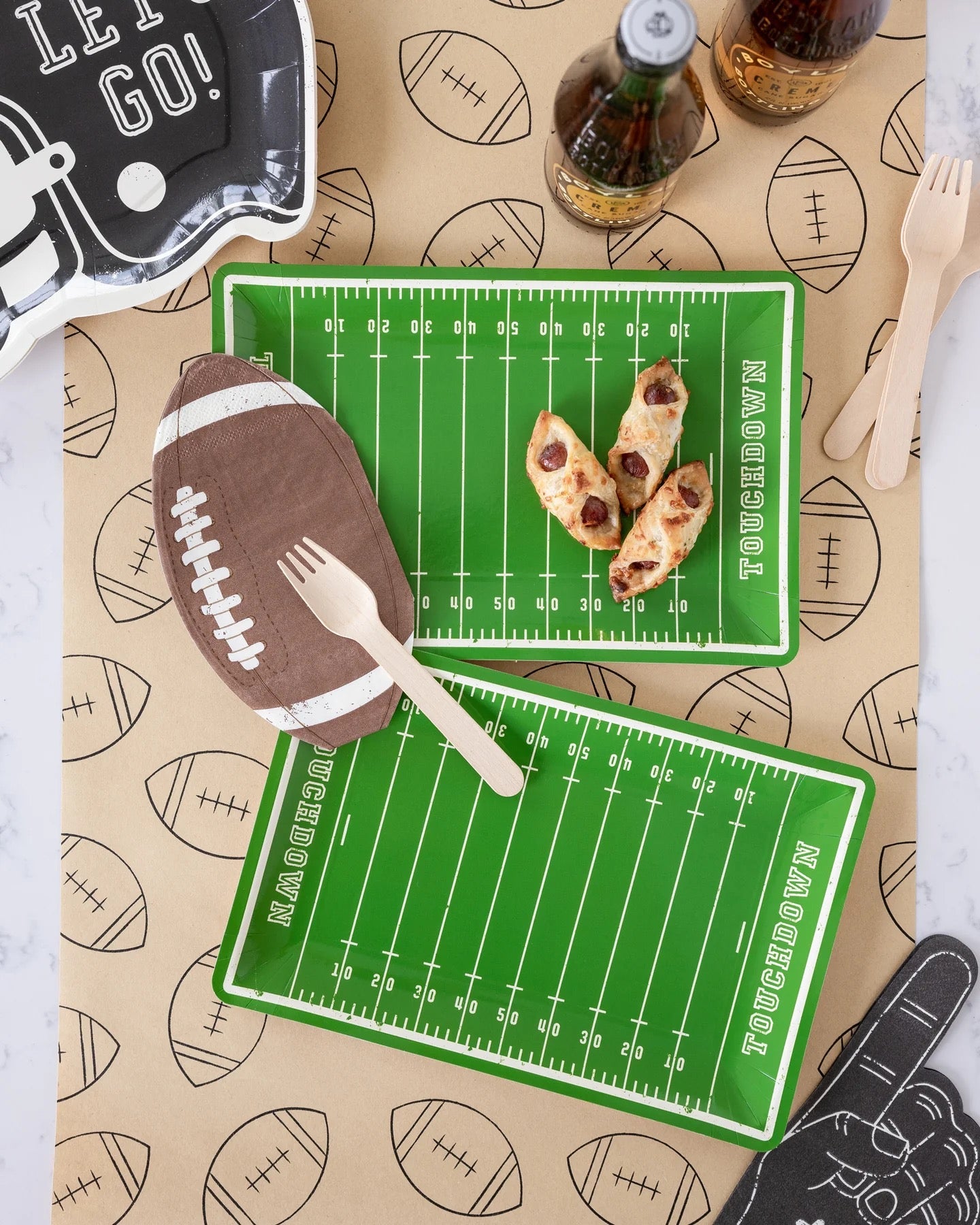 FOOTBALL FIELD SHAPED COCKTAIL & DESSERT PLATES