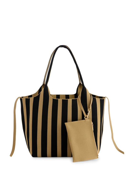 ROBBIE TOTE BLACK AND BEIGE