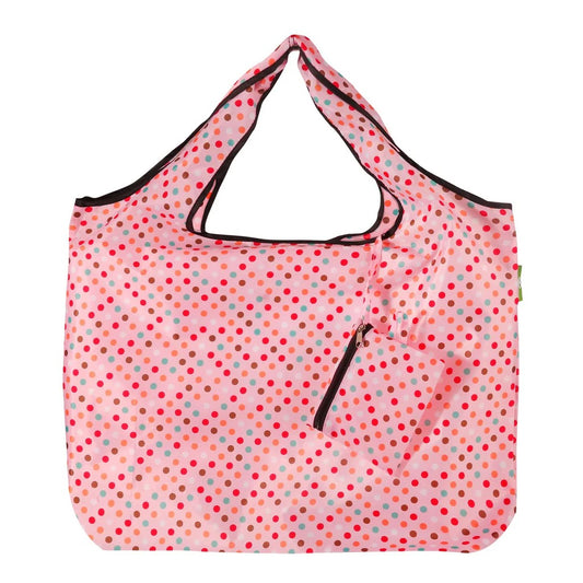 ECO CHIC FOLDABLE REUSABLE LARGE SHOPPING BAG POLKA DOTS