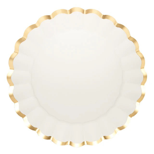 WHITE AND GOLD WAVY CHARGER PLATES