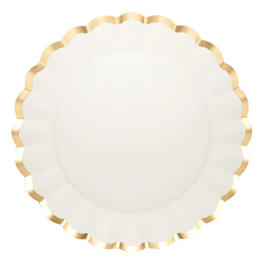 WHITE AND GOLD WAVY CHARGER PLATES